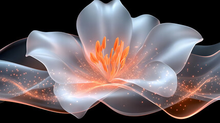 Abstract Flower with Glowing Sparkles - Illustration