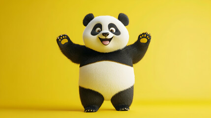 Fototapeta premium 3D illustration of a cheerful panda in a playful pose 