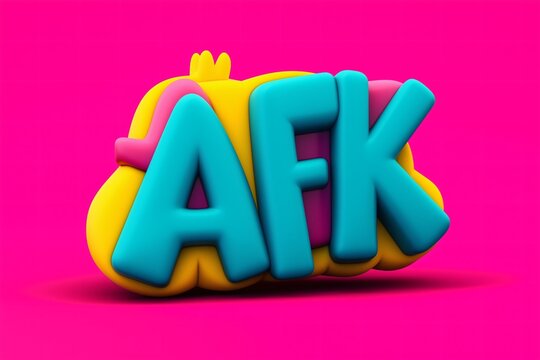 Colorful 3D AFK text design on a bright pink background, showcasing playful typography in a vibrant digital artwork