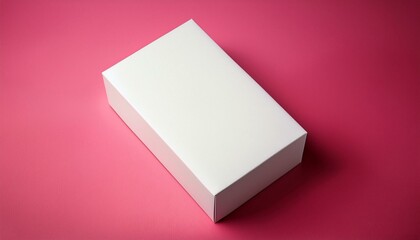 Blank white box mockup on pink background