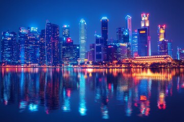 Naklejka premium Smart City Innovation Scene with Digital Transformation and Futuristic Cityscape