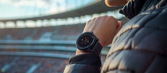 Smartwatch on a Man's Wrist in Stadium