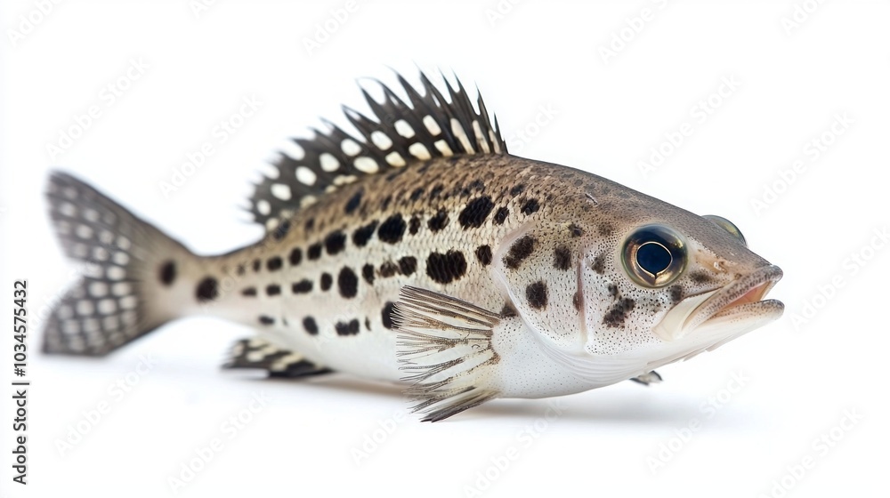 Aufkleber spotted drum swims gracefully displaying its intricate patterns and striking colors. the image highl