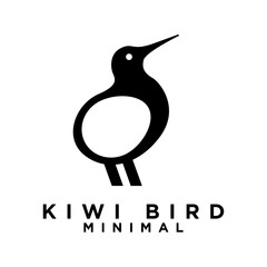 Kiwi bird logo icon design minimal simple black white