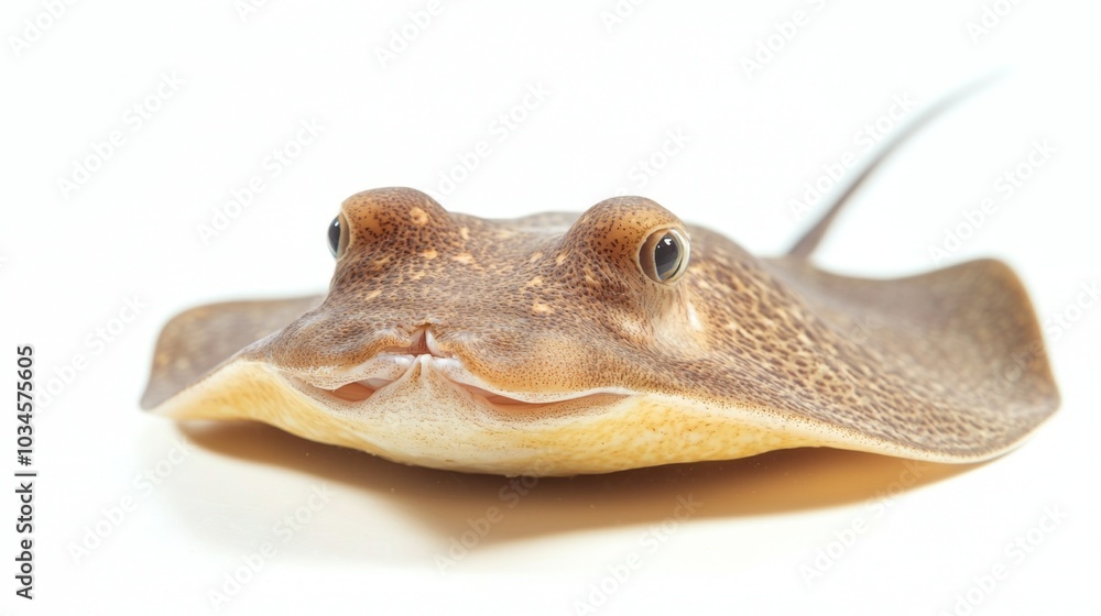Poster stingray from the dasyatidae family displays its distinctive features with a clear focus on its flat