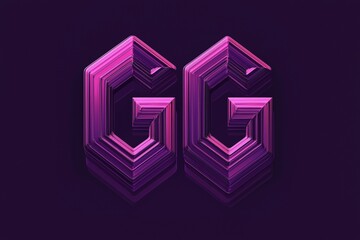 Abstract geometric design featuring layered purple and pink letters in a striking three-dimensional style