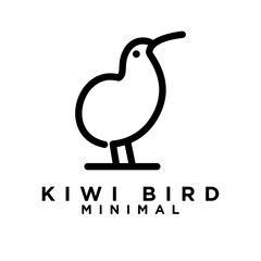Kiwi bird logo icon design minimal simple black white