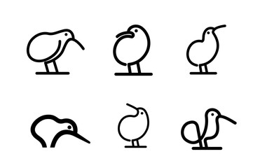 Kiwi bird logo icon design minimal simple black white