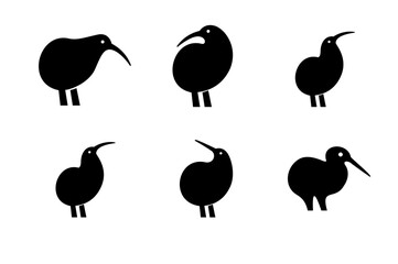 Kiwi bird logo icon design minimal simple black white