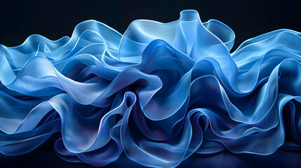 Fototapeta premium Abstract Blue Fabric Waves Background Illustration