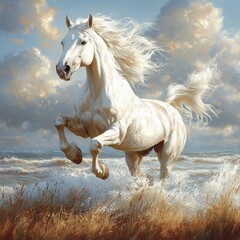 Vibrant Abstract Horse Painting with Colorful Brushstrokes and Dynamic Movement
