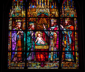 stained glass window in saint cathedral