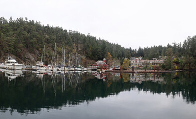 Cloudy gray day at Penders Island marina