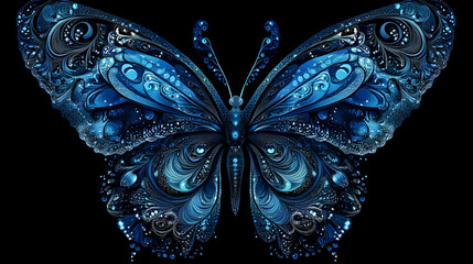 Obraz premium Illustration of an elegant butterfly with intricate blue patterns 