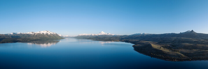 Majestic panoramic view of Lanin National Park with Lake Huechulafquen