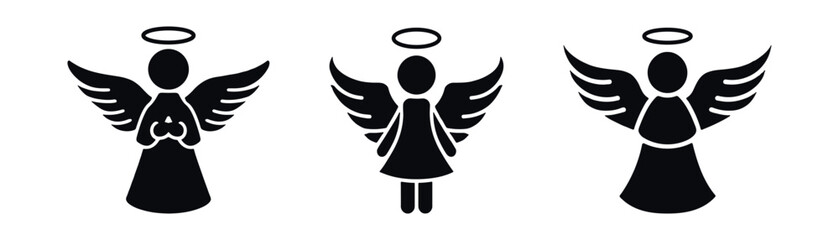 angel flat vector icon set