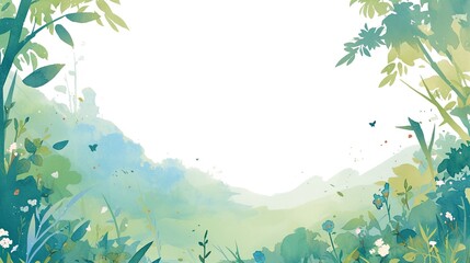 Vibrant green field under a bright sky with gentle clouds and distant trees, capturing the essence of a peaceful spring afternoon