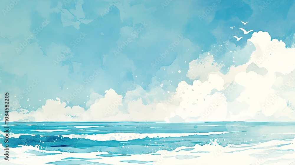 Aufkleber a tranquil seascape depicting gentle waves and a soft sun setting over the horizon, conveying a sens