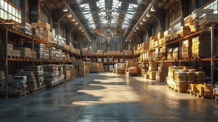 Modern Automated Warehouse with Advanced Technology for Efficient Goods Storage and Sorting