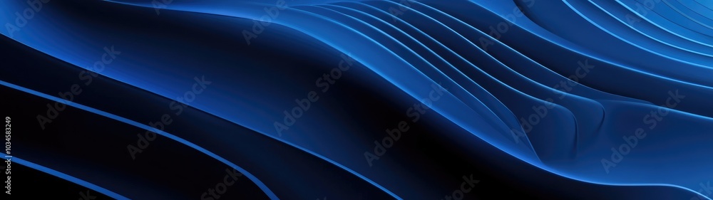 Poster abstract waves in blue tones create a dynamic visual effect.