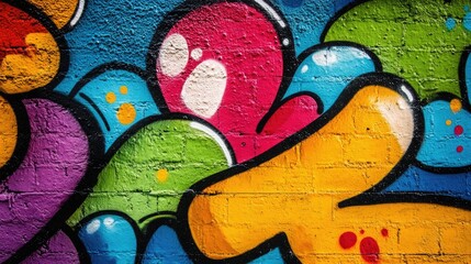 Vibrant Close-Up of Colorful Graffiti on a Wall