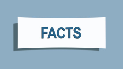 Facts. A card isolated on blue background.