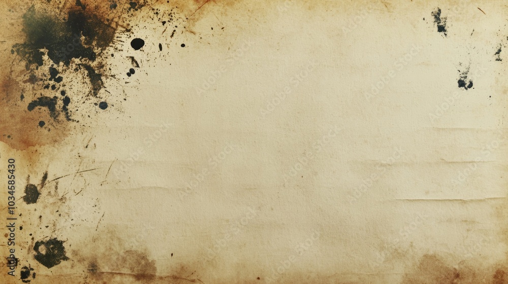 Poster vintage blank memo sheet with subtle stains for retro design projects