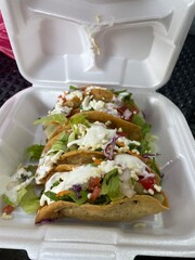 Authentic tacos in a white box