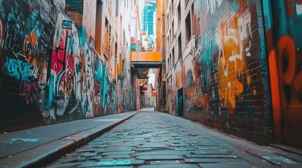 Naklejka premium Colorful Graffiti in Urban Alleyway
