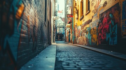Fototapeta premium Colorful Graffiti on Urban Alley Walls
