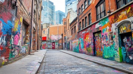 Fototapeta premium Vibrant Graffiti Alley with Colorful Art and Bold Strokes