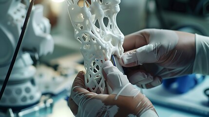 A biomedical engineer carefully fits a 3D printed prosthetic arm showcasing innovation in prosthetic technology and its impact on patient rehabilitation and healthcare advancements