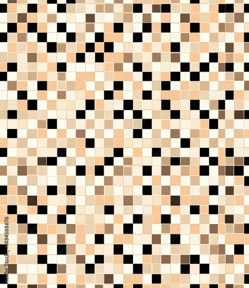Poster A textured pattern of beige and black squares, creating a visually appealing mosaic effect.