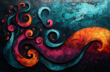 a colorful swirls on a wall

