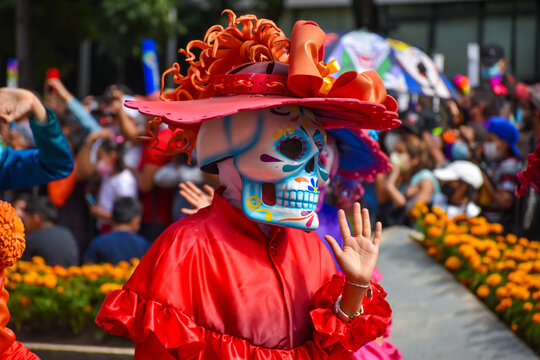 Day of the dead parade in Mexico city