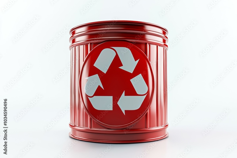 Poster a red container with a white circle and arrows on it