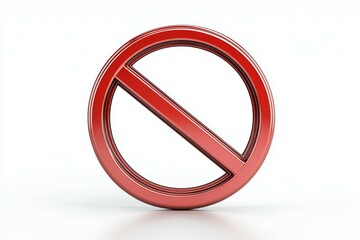 A red circle with a white line through it, prohibition sign or symbol