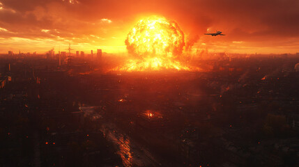 Obraz premium Fury Above the Flames Wings of Destruction and Chaos