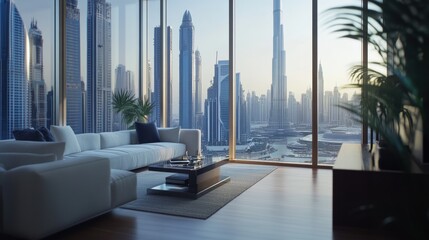 Stunning View of Dubai Skyline from Luxury Apartment