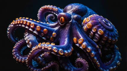 A digital artwork featuring an octopus set against a dark background