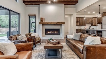 Modern Living Room with Fireplace