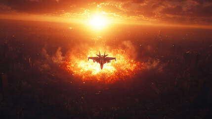 Obraz premium Fury Above the Flames Wings of Destruction and Chaos