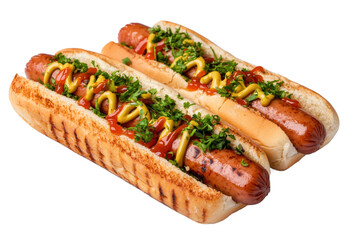 Hot dog in advertising style. Fast food concept. Isolated background, PNG template for the project
