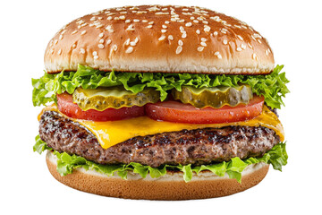 Burger or hamburger on isolated background, PNG template for installation in the project. Fast food advertising