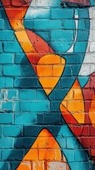 Colorful abstract graffiti art on brick wall background