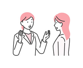 女性医師と診察を受けている女性のイラスト