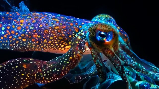Cuttlefish displaying vibrant skin patterns, Video