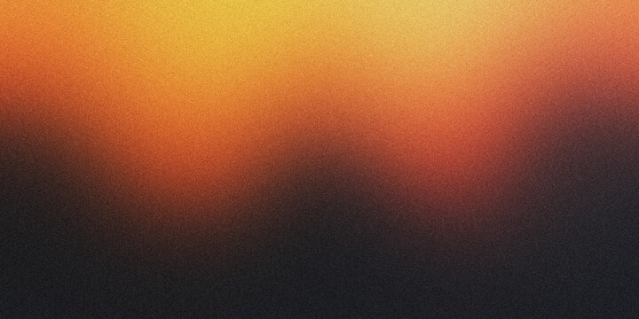 Grainy gradient background in orange, yellow and black colors. Noise texture. abstract orange yellow black gradient. background design. colorful background with space for design. banner, poster