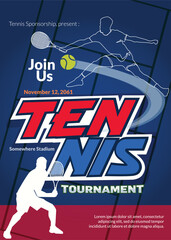 Blue Red Tennis Tournament Sport Poster 