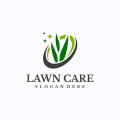 Green leaf care logo design template. Vegan healthy nutrition concept. Creative vector symbol.